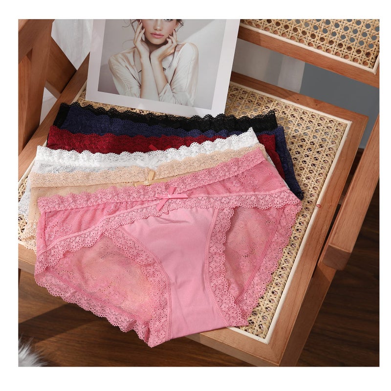 LEVAO Women Lace Underwear Sexy Breathable Hipster Panties Stretch Seamless Bikini Briefs Multipack,XL - Image 5